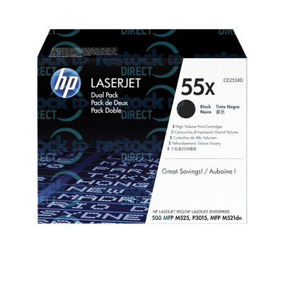 HP CE255XD (55X) Dual Pack High Capacity Black Toner